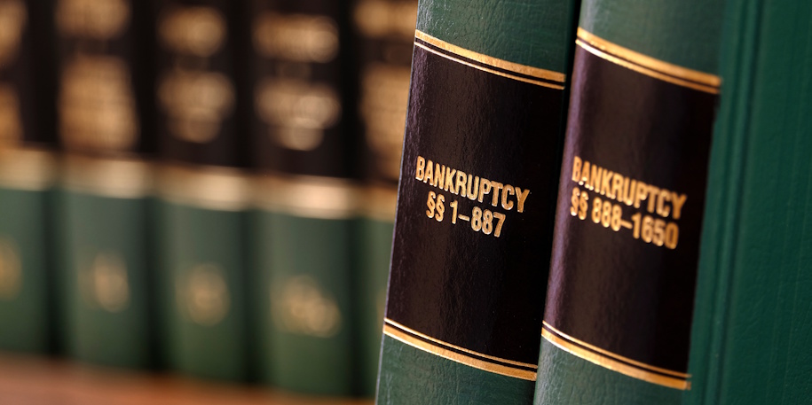 close up of bankruptcy law books